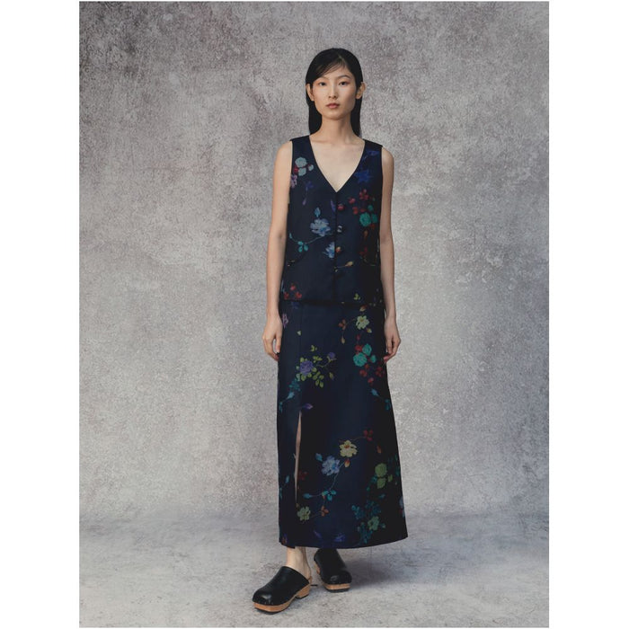 SALE6 Blue Dot Original Design Oriental New Chinese Flower Print Versatile One Step Half Skirt image 2