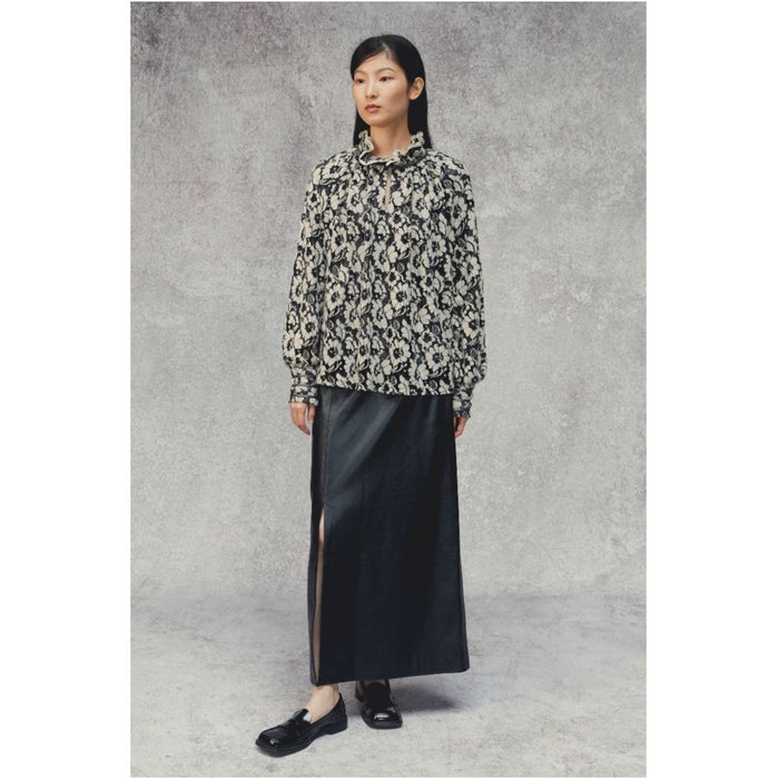 PaleBlueDot Blue Dot Original Design Gray Fur Lace Petal Pullover New Chinese Shirt image 2