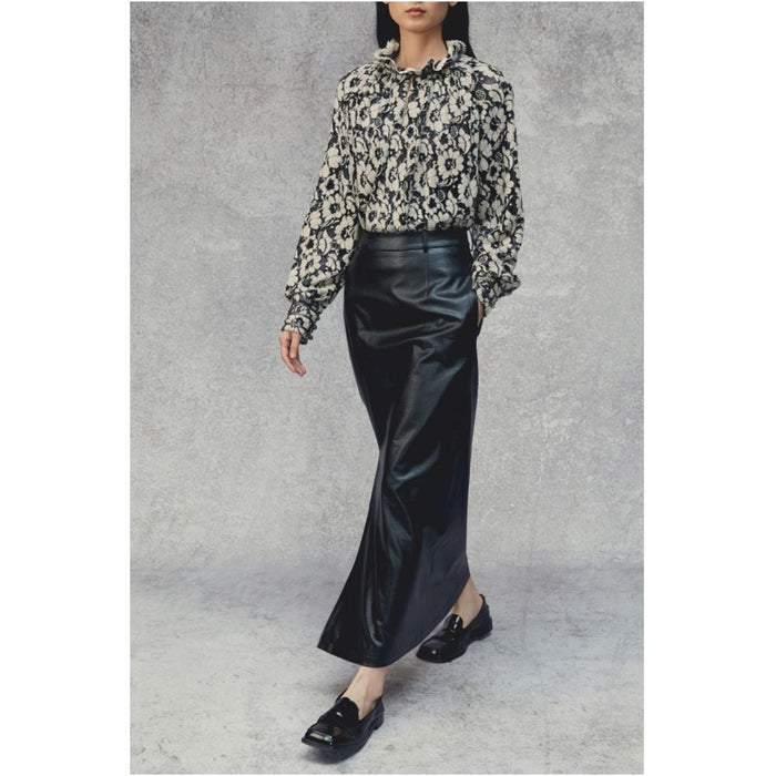 PaleBlueDot Blue Dot Original Design Gray Fur Lace Petal Pullover New Chinese Shirt image 4