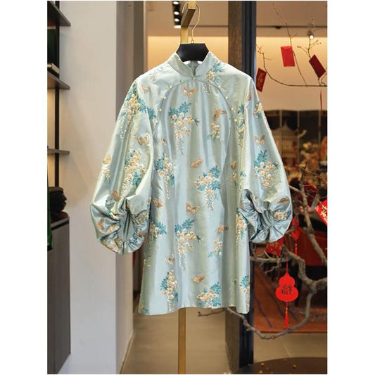 ASAYA4953 – Celeste Embroidered Lantern Dress 🕊️💠
