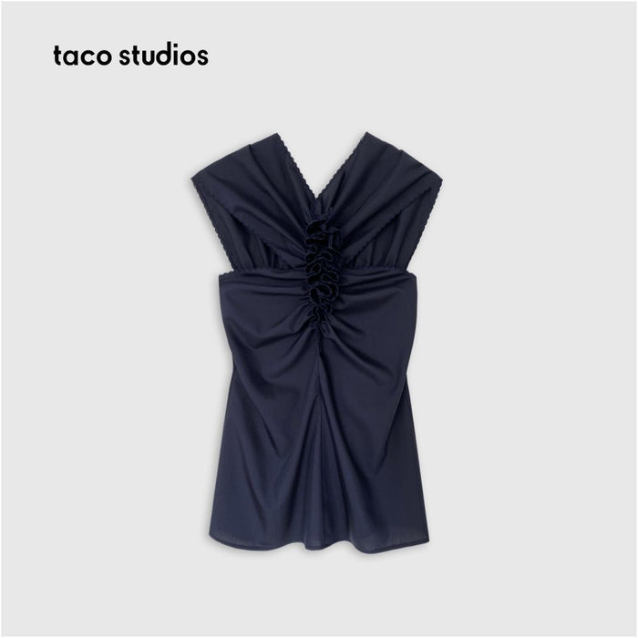 ASAYA5387 – Sculpted Rosette Draped Top 🌙✨