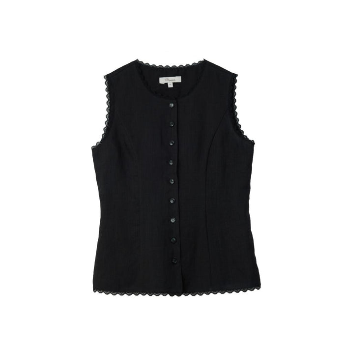 ASAYA5448 – Botanical Lace Linen Vest Top 🌿🤍