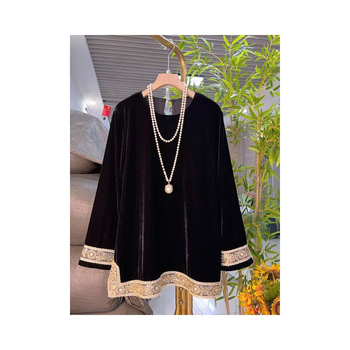 New Chinese Oversized Women s Wear New China Chic Style Velvet Top in Autumn 2025 image 0