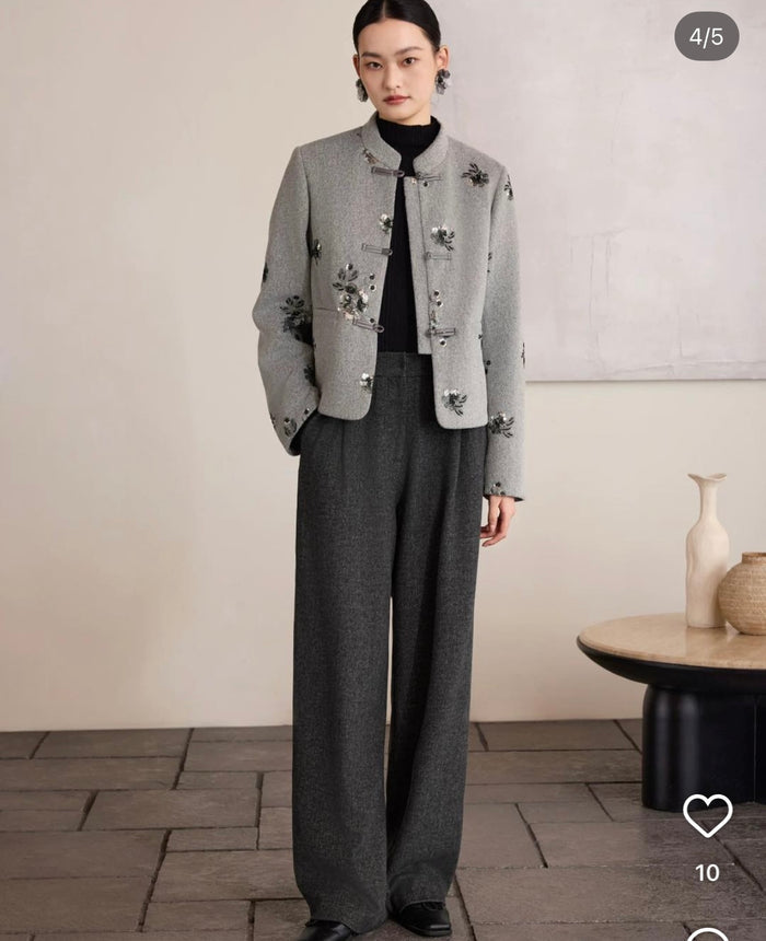 ASAYA5638-Moon Mist Beaded Wool Jacket