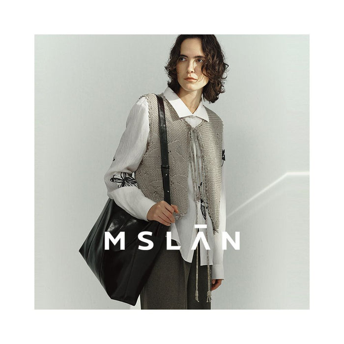 Celebrity Style MSLAN25 Autumn Retro Jacquard Artistic Tie up Hollow out Knitted Vest MHAW090 image 4