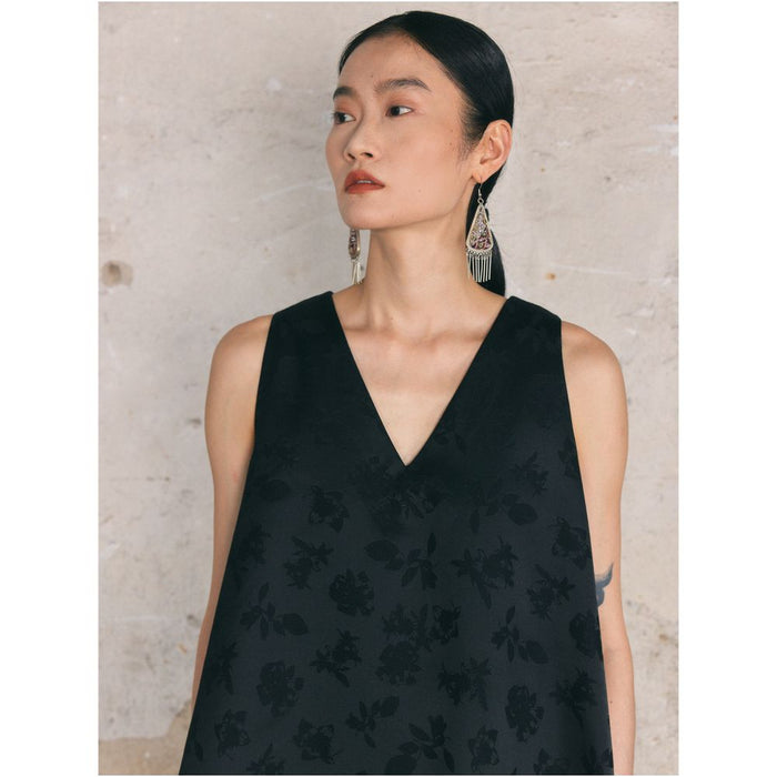 ASAYA6223 – Noir Whisper Jacquard Top 🖤✨