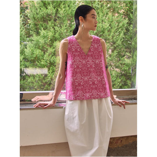 ASAYA6224 – Roselle Bloom Jacquard Top 🌺✨