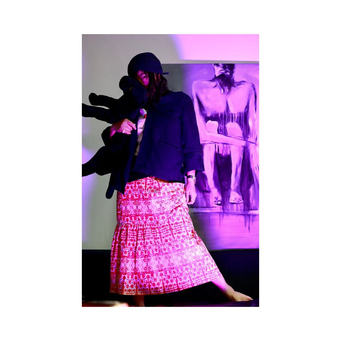 Ju Family s Original 22 Style Pure Cotton Red Tie Dye Print Elastic Midi Skirt Human World Spring image 3
