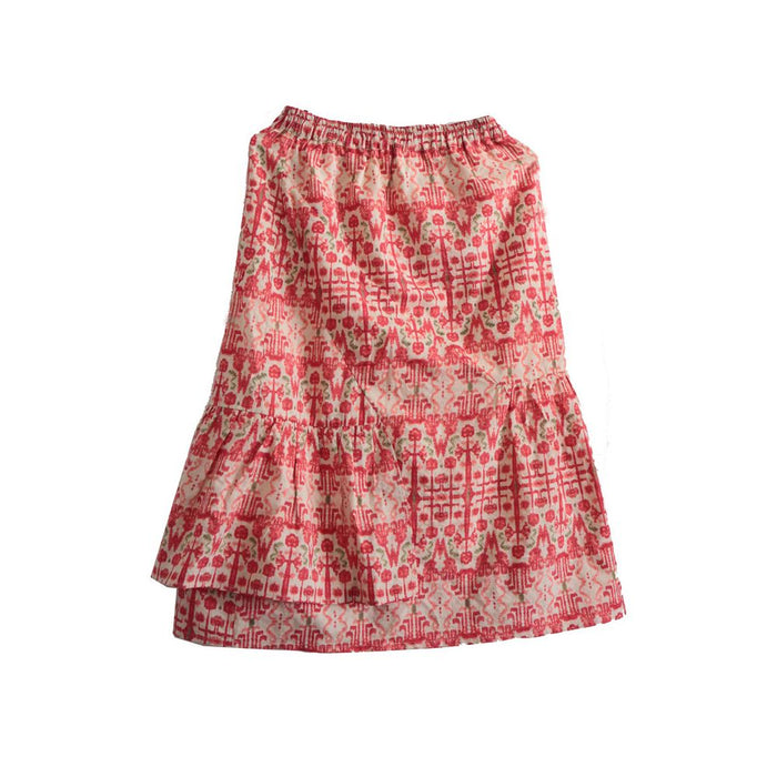 Ju Family s Original 22 Style Pure Cotton Red Tie Dye Print Elastic Midi Skirt Human World Spring image 4