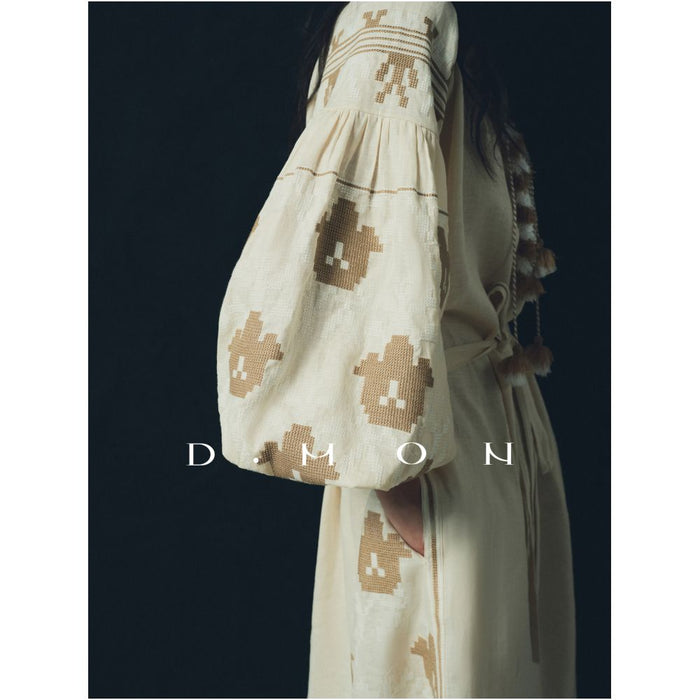 DMON South French Holiday 100 Linen Dress Top Heavy Embroidery Showcases Romantic Style image 2