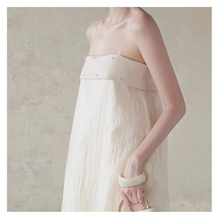 ASAYA6382 – Ethereal Pearl Flow Dress 🤍✨