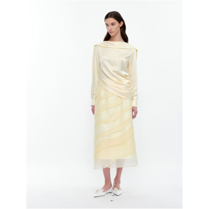 Serrer Yellow Ribbon Pleated Acetate Top image 2