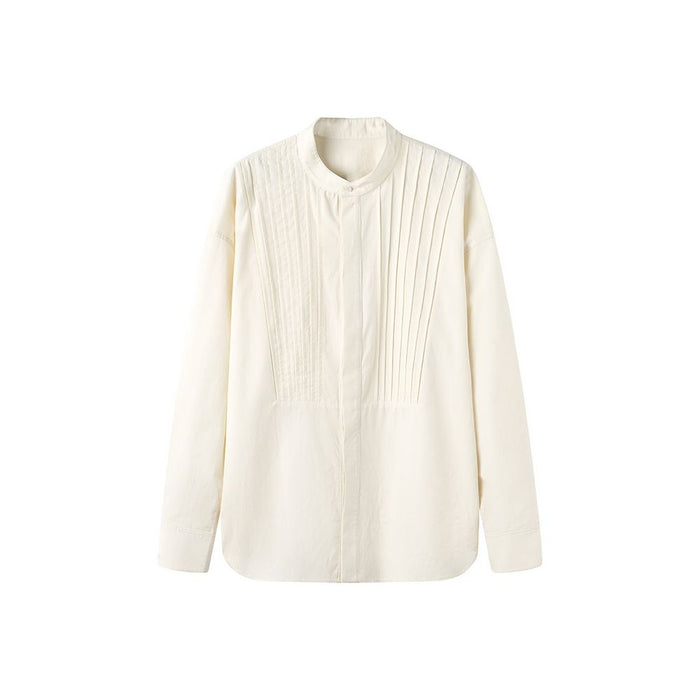 ASAYAHOMME1517 – Modern Pleated Mandarin Shirt 🤍🖤