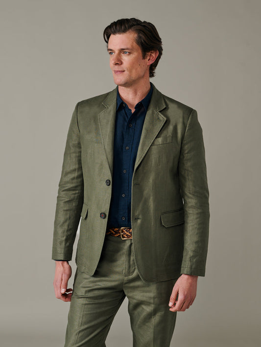 Aubin Khaki Axholme Jacket | Linen Jacket