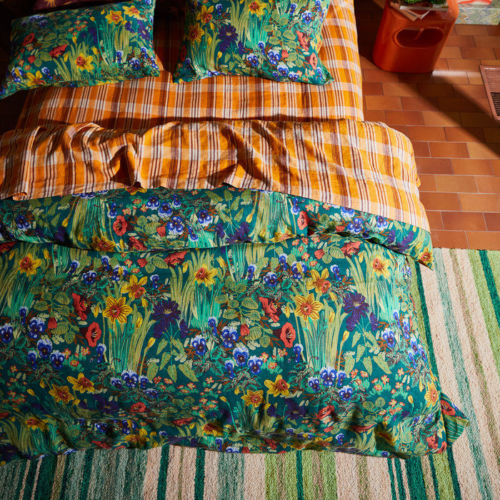 Babette Linen Quilt Cover - Verdant Queen