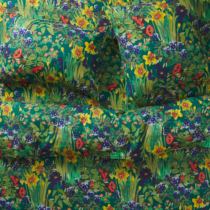 Babette Linen Sheets - Verdant Flat Sheet / Queen