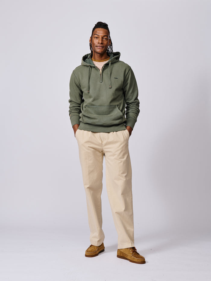 Aubin Khaki Baildon Zip Neck Hoody | Hoody