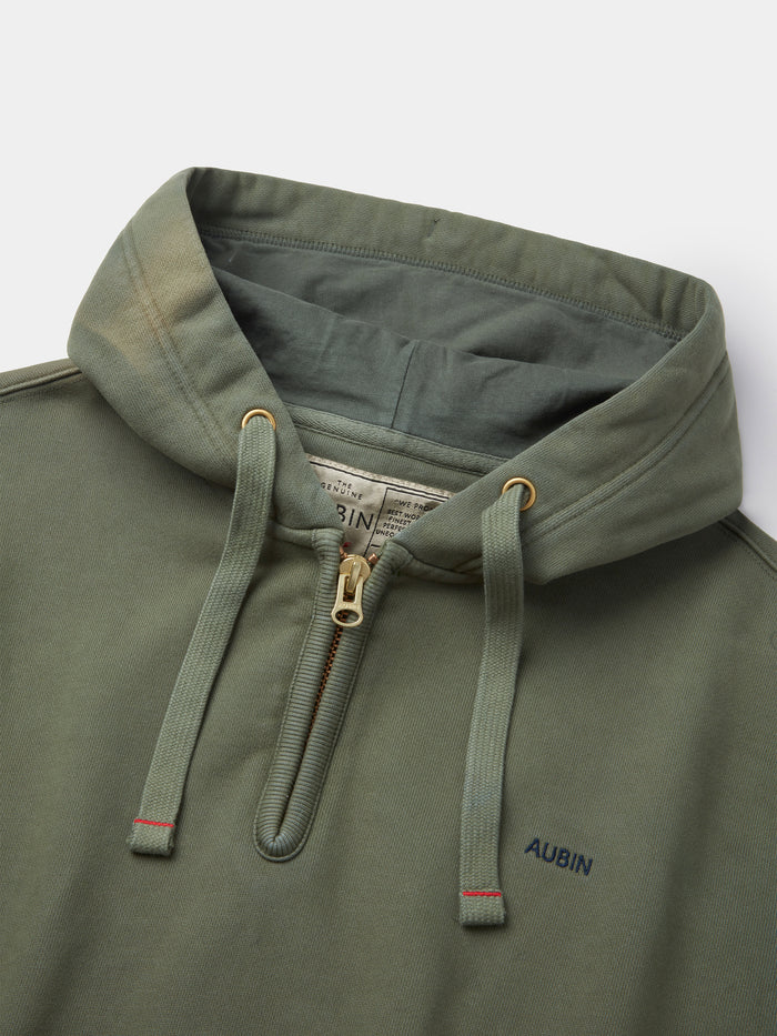 Aubin Khaki Baildon Zip Neck Hoody | Hoody