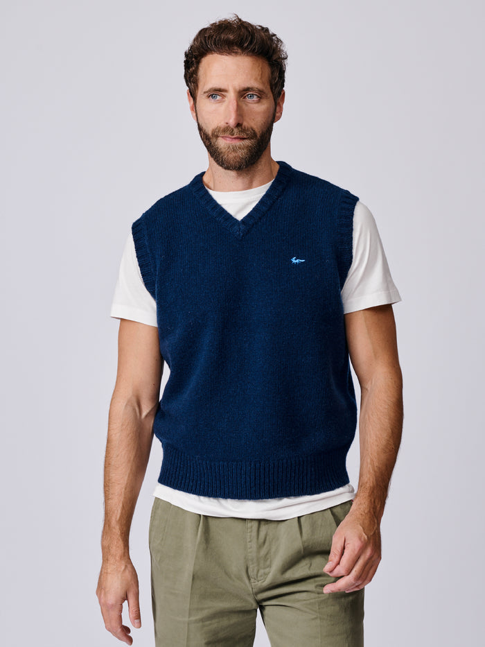 Aubin Navy Baldwin Merino Tank Top | Slipover