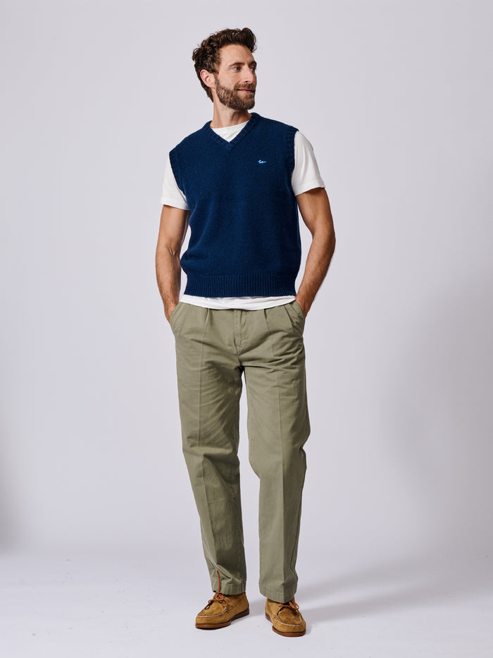 Aubin Navy Baldwin Merino Tank Top | Slipover