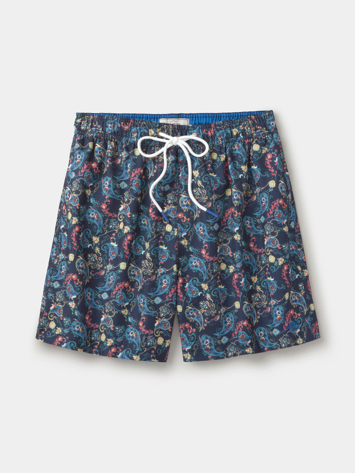 Aubin Navy Print Bardney Swim Short | Swim Shorts