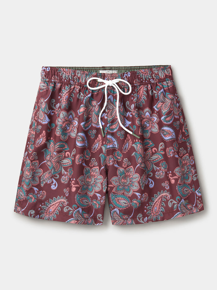 Aubin Brown Paisley Bardney Swim Short | Swim Shorts