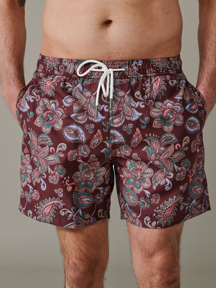 Aubin Brown Paisley Bardney Swim Short | Swim Shorts