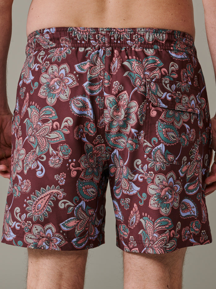 Aubin Brown Paisley Bardney Swim Short | Swim Shorts
