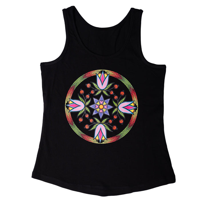 Beaded Petal Wheel Ladies Tank Top