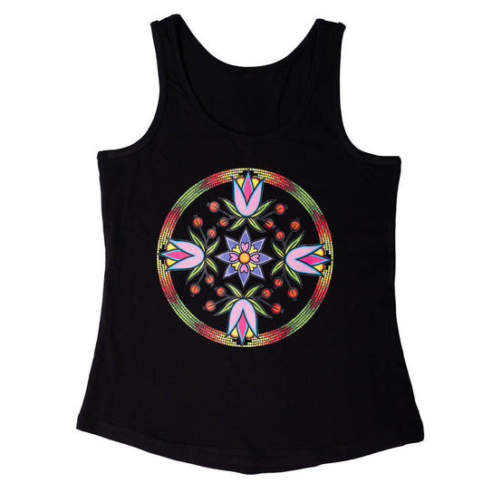 Beaded Petal Wheel Ladies Tank Top