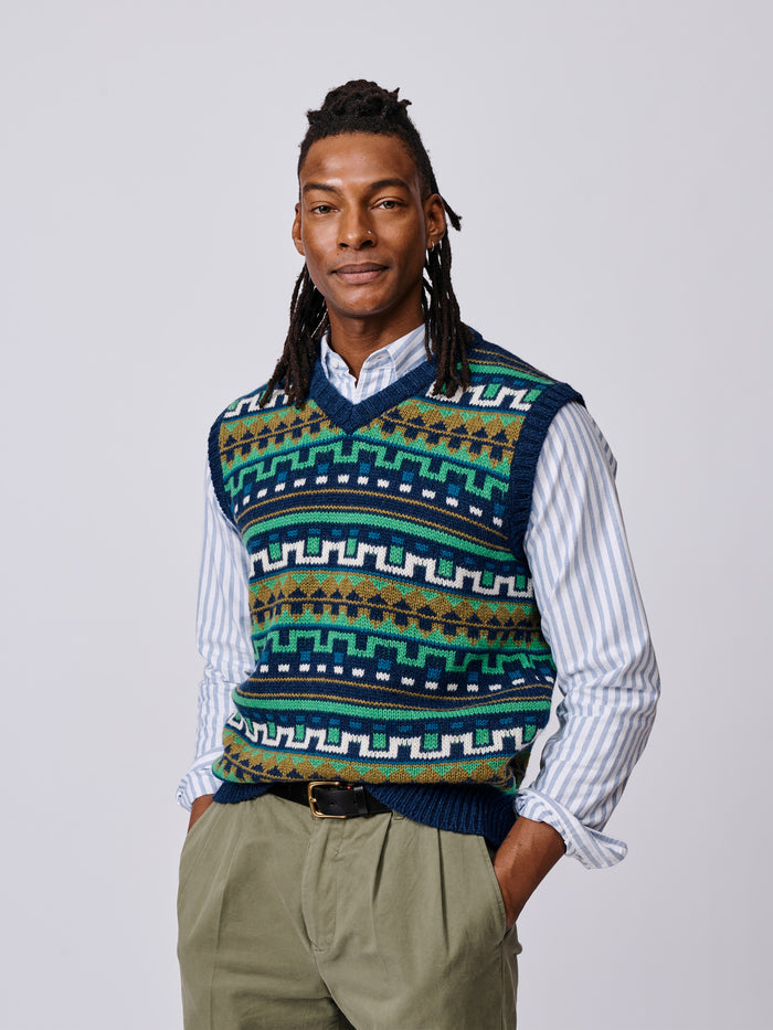 Aubin Fairisle Beechway Merino Tank Top | Slipover