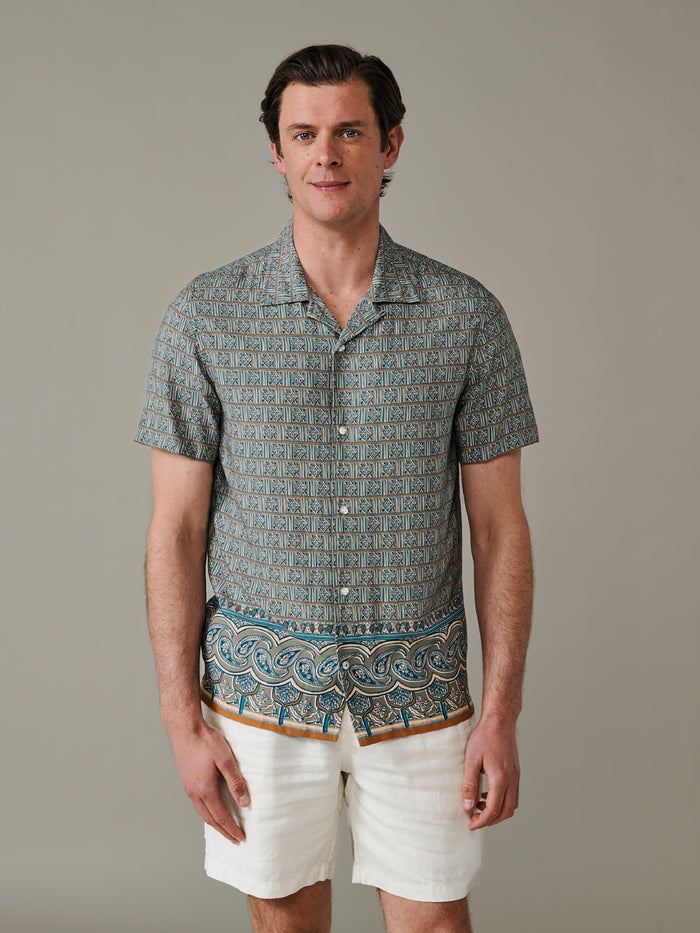 Aubin Tile Print Belmont Printed Shirt | Short Sleeve Shirt