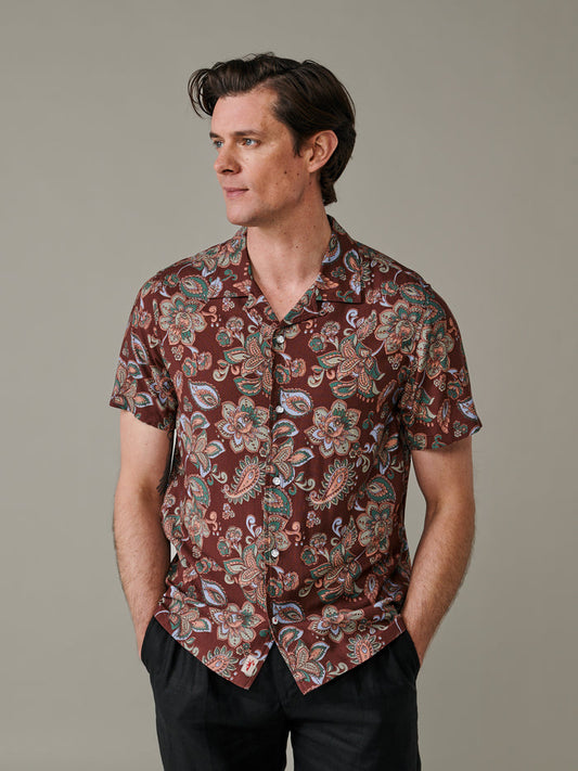 Aubin Dark Paisley Belmont Printed Shirt | Short Sleeve Shirt