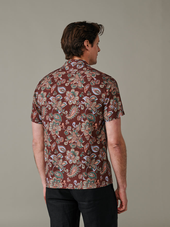 Aubin Dark Paisley Belmont Printed Shirt | Short Sleeve Shirt