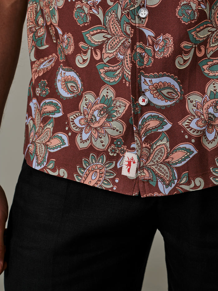 Aubin Dark Paisley Belmont Printed Shirt | Short Sleeve Shirt