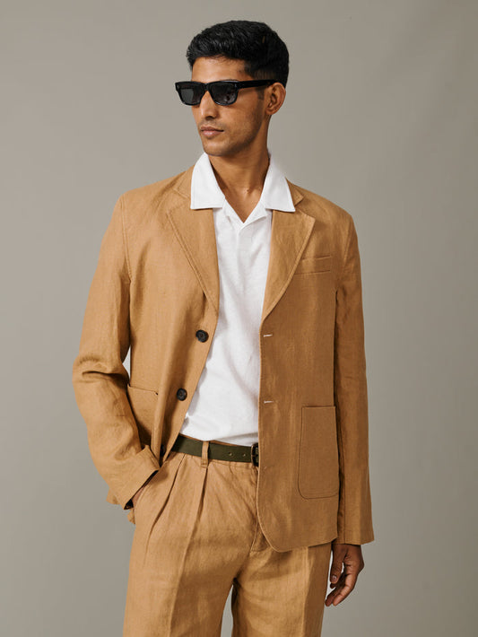 Aubin Mustard Belvedere Relaxed Linen Jacket | Linen Jacket