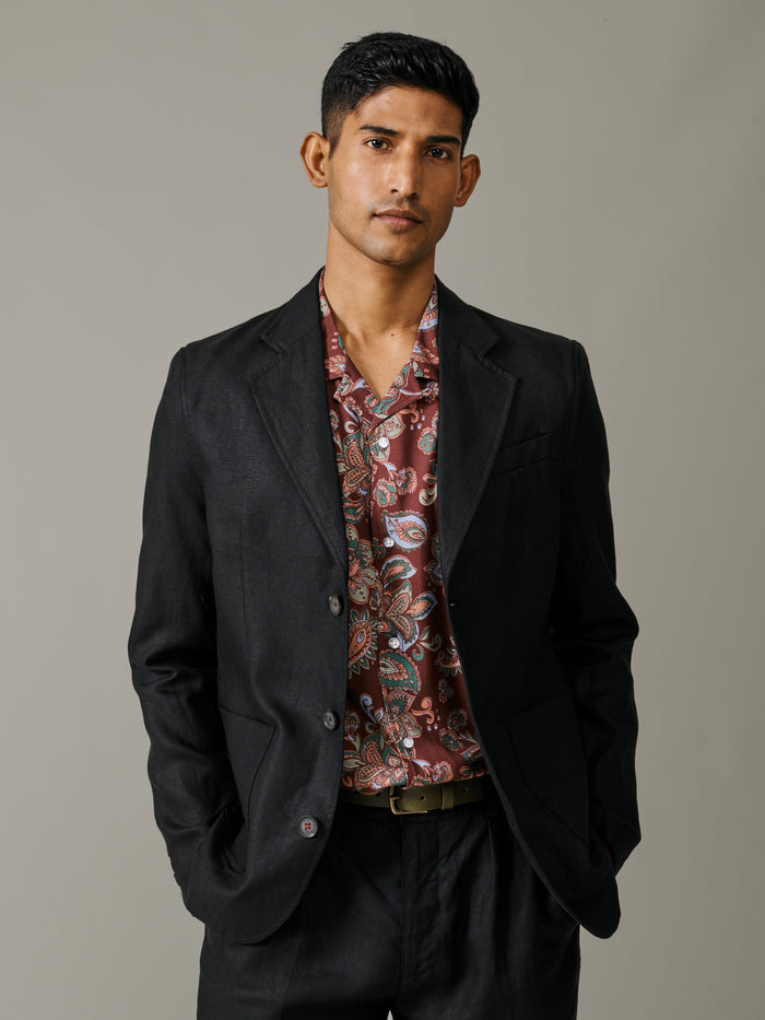 Aubin Black Belvedere Relaxed Linen Jacket | Linen Jacket