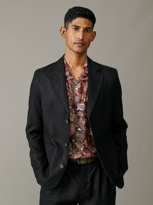 Aubin Black Belvedere Relaxed Linen Jacket | Linen Jacket