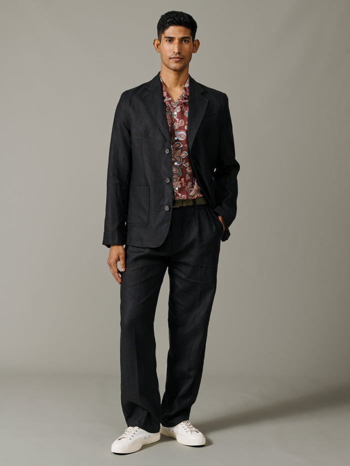 Aubin Black Belvedere Relaxed Linen Jacket | Linen Jacket