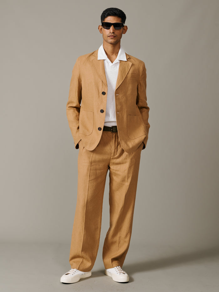 Aubin Mustard Belvedere Relaxed Linen Jacket | Linen Jacket