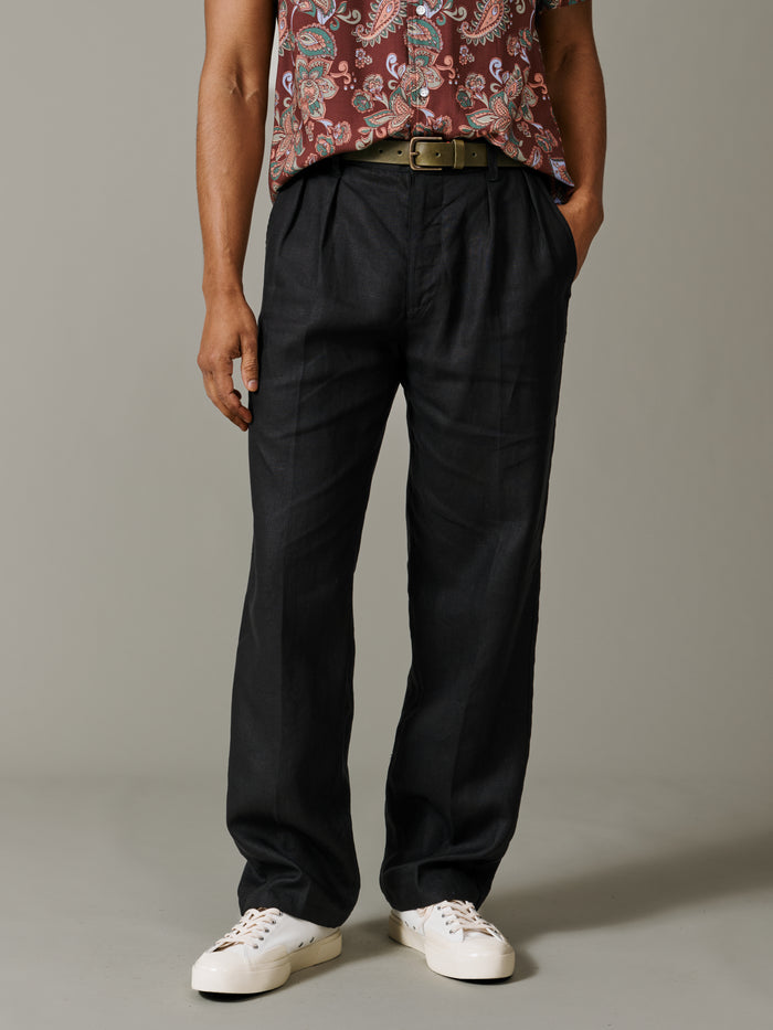 Aubin Black Belvedere Relaxed Linen Trouser | Linen Trousers