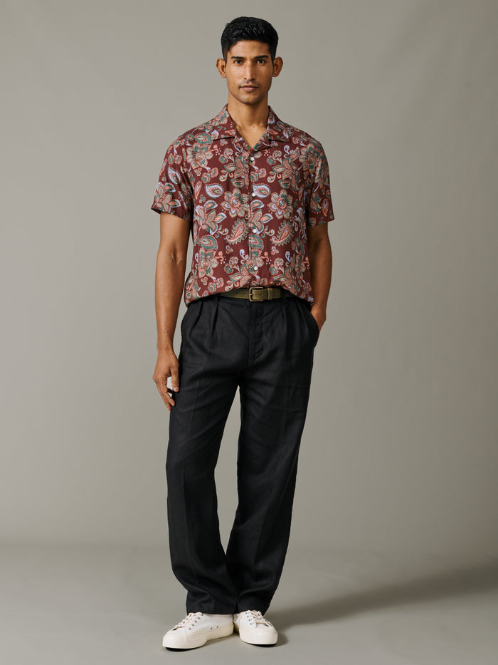Aubin Black Belvedere Relaxed Linen Trouser | Linen Trousers