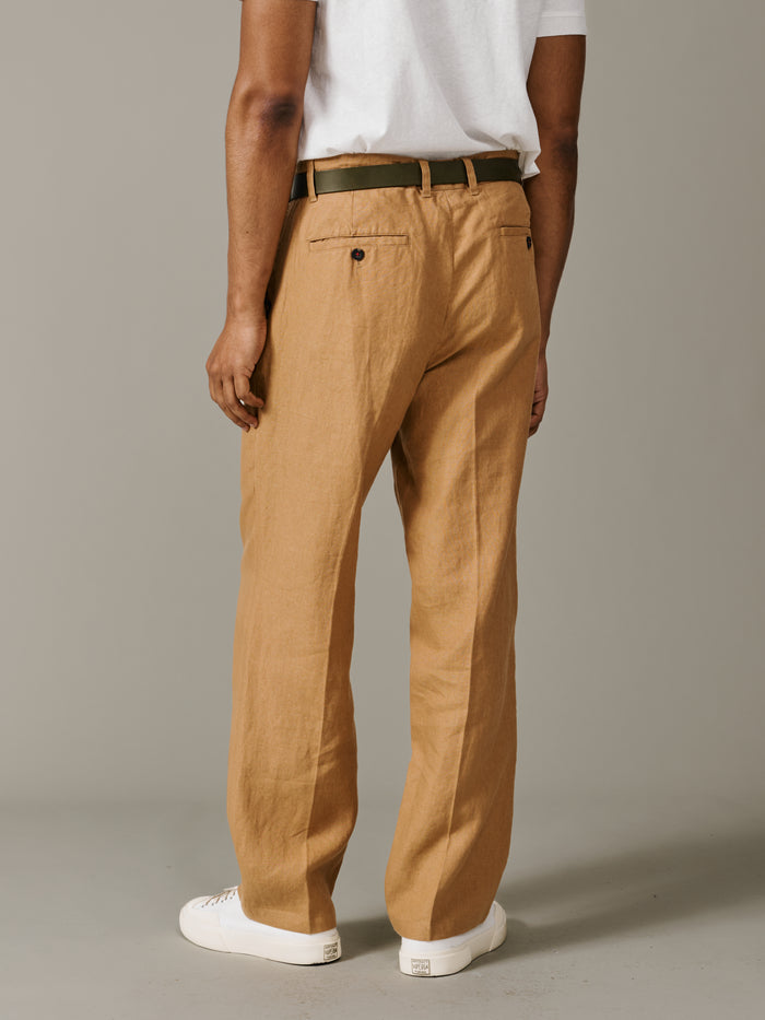 Aubin Mustard Belvedere Relaxed Linen Trouser | Linen Trousers