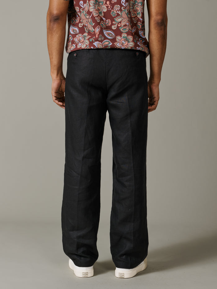 Aubin Black Belvedere Relaxed Linen Trouser | Linen Trousers
