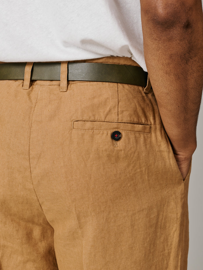 Aubin Mustard Belvedere Relaxed Linen Trouser | Linen Trousers