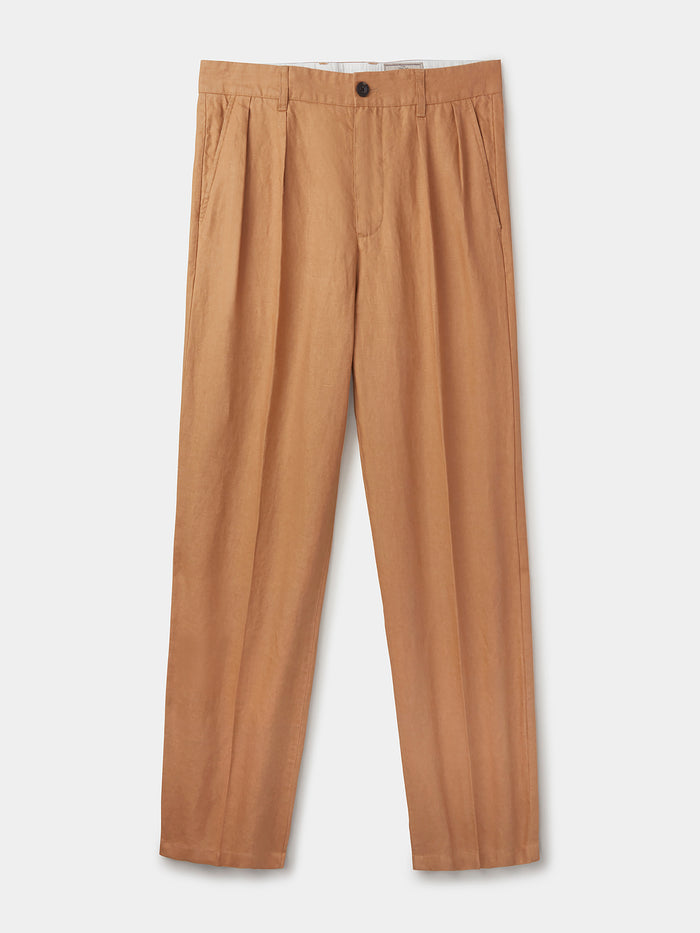 Aubin Mustard Belvedere Relaxed Linen Trouser | Linen Trousers