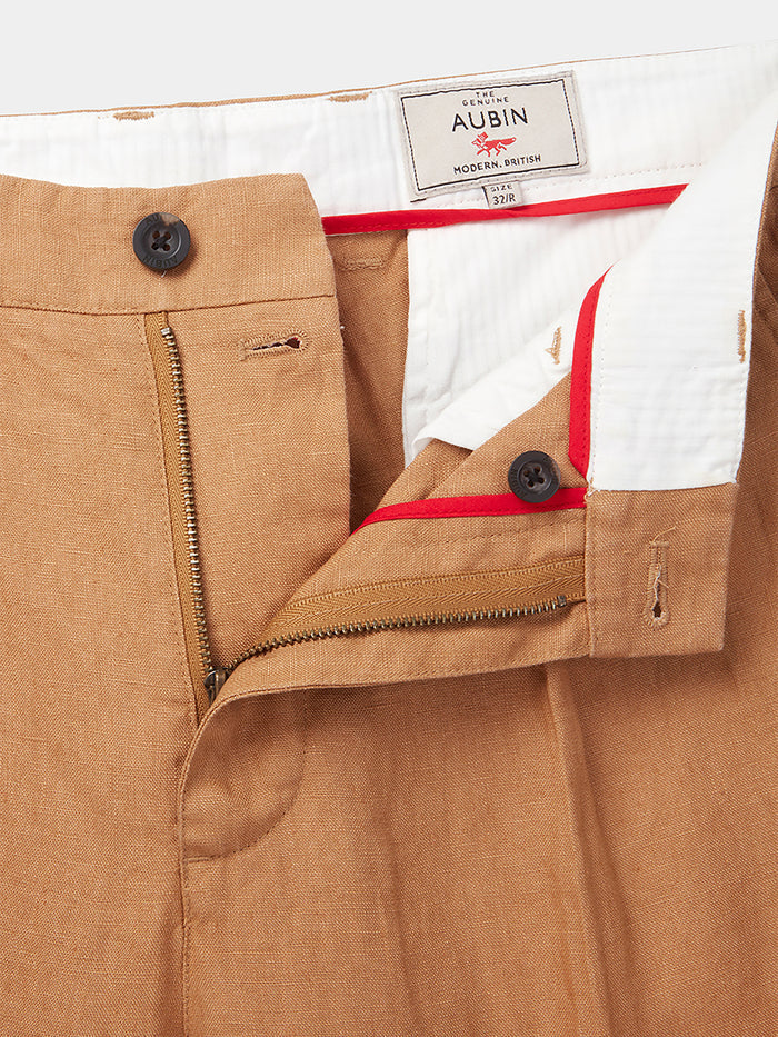 Aubin Mustard Belvedere Relaxed Linen Trouser | Linen Trousers