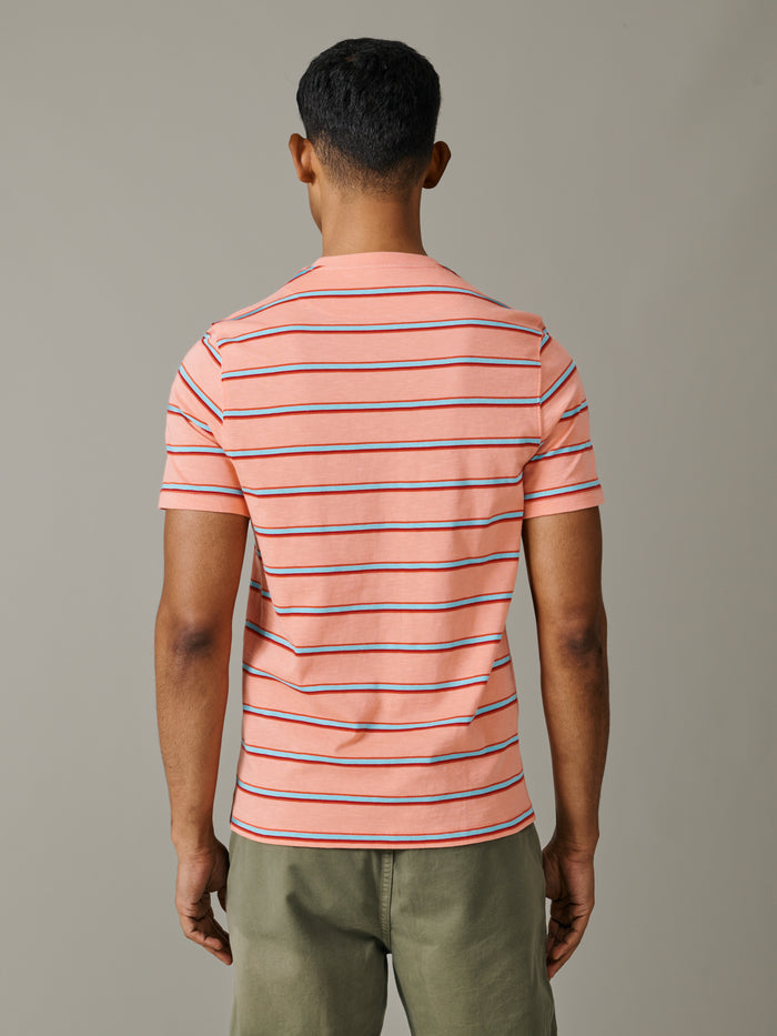 Aubin Peach Stripe Berkeley Slub T-Shirt | T-Shirt