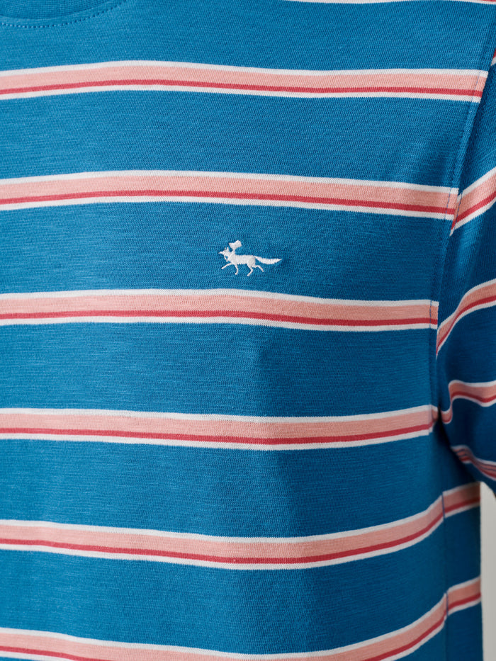 Aubin Azure Stripe Berkeley Slub T-Shirt | T-Shirt