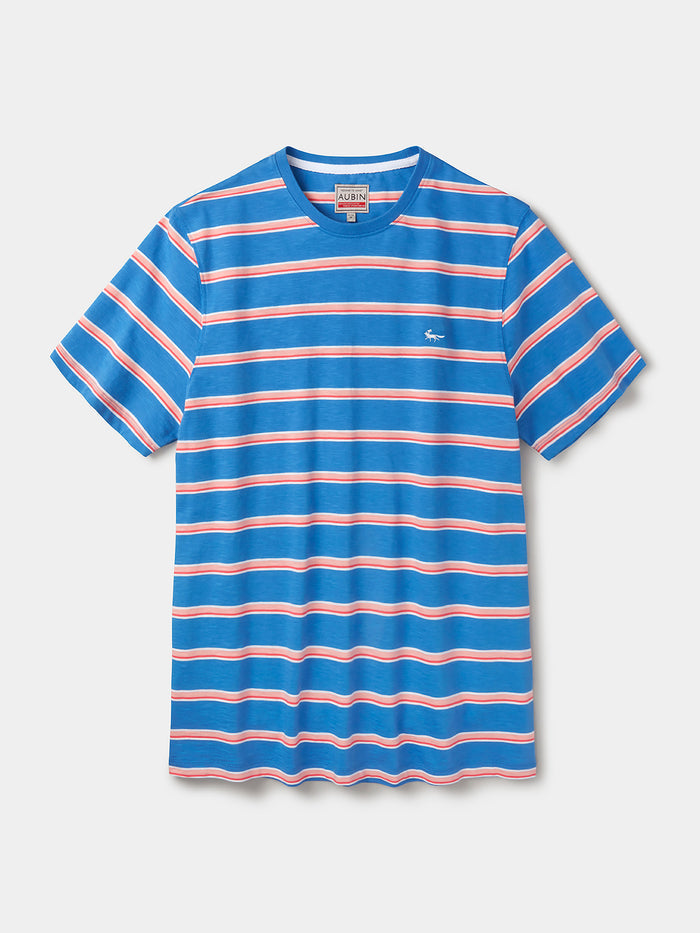 Aubin Azure Stripe Berkeley Slub T-Shirt | T-Shirt